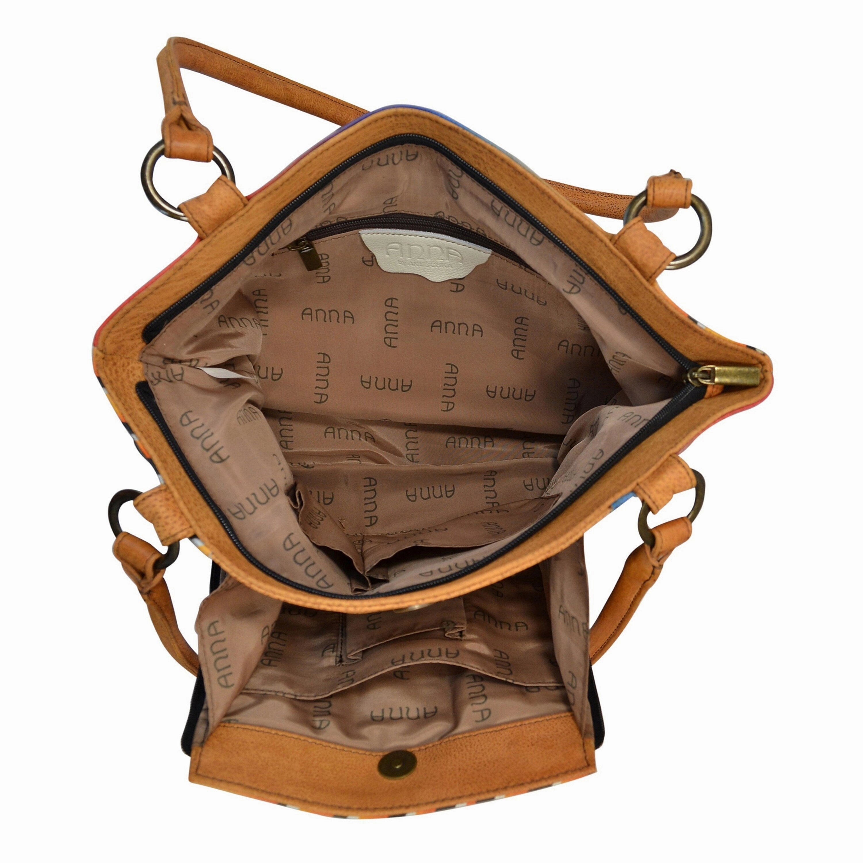 Handpainted Leather Organizer Tote - Antique Rose