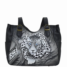 Handpainted Leather Shoulder Bag - African Leopard