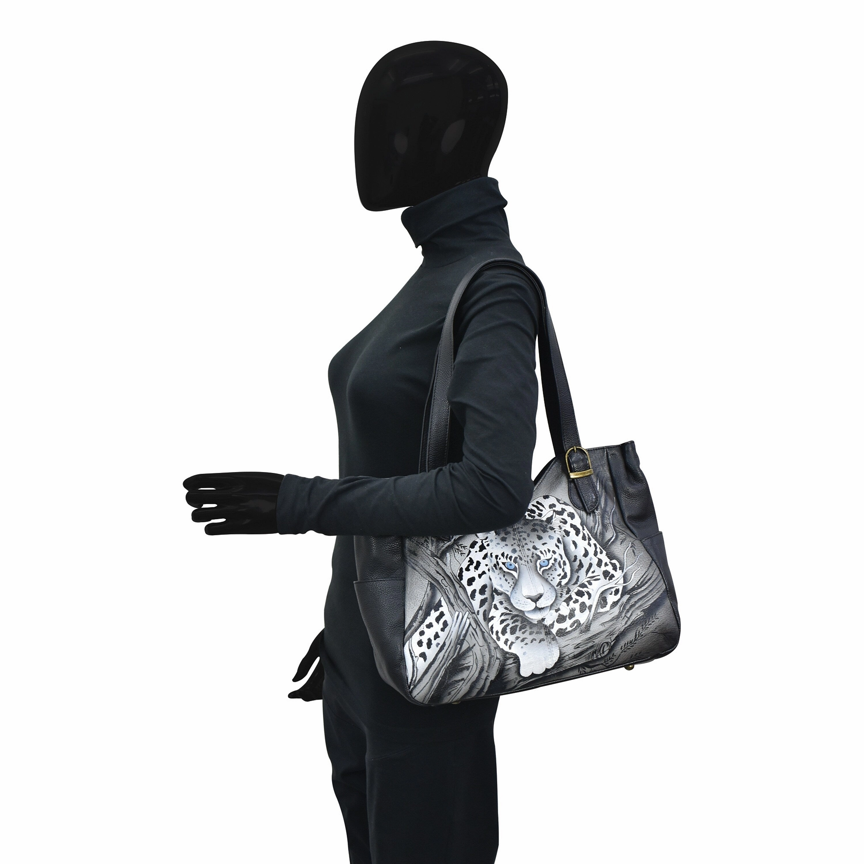 Handpainted Leather Shoulder Bag - African Leopard