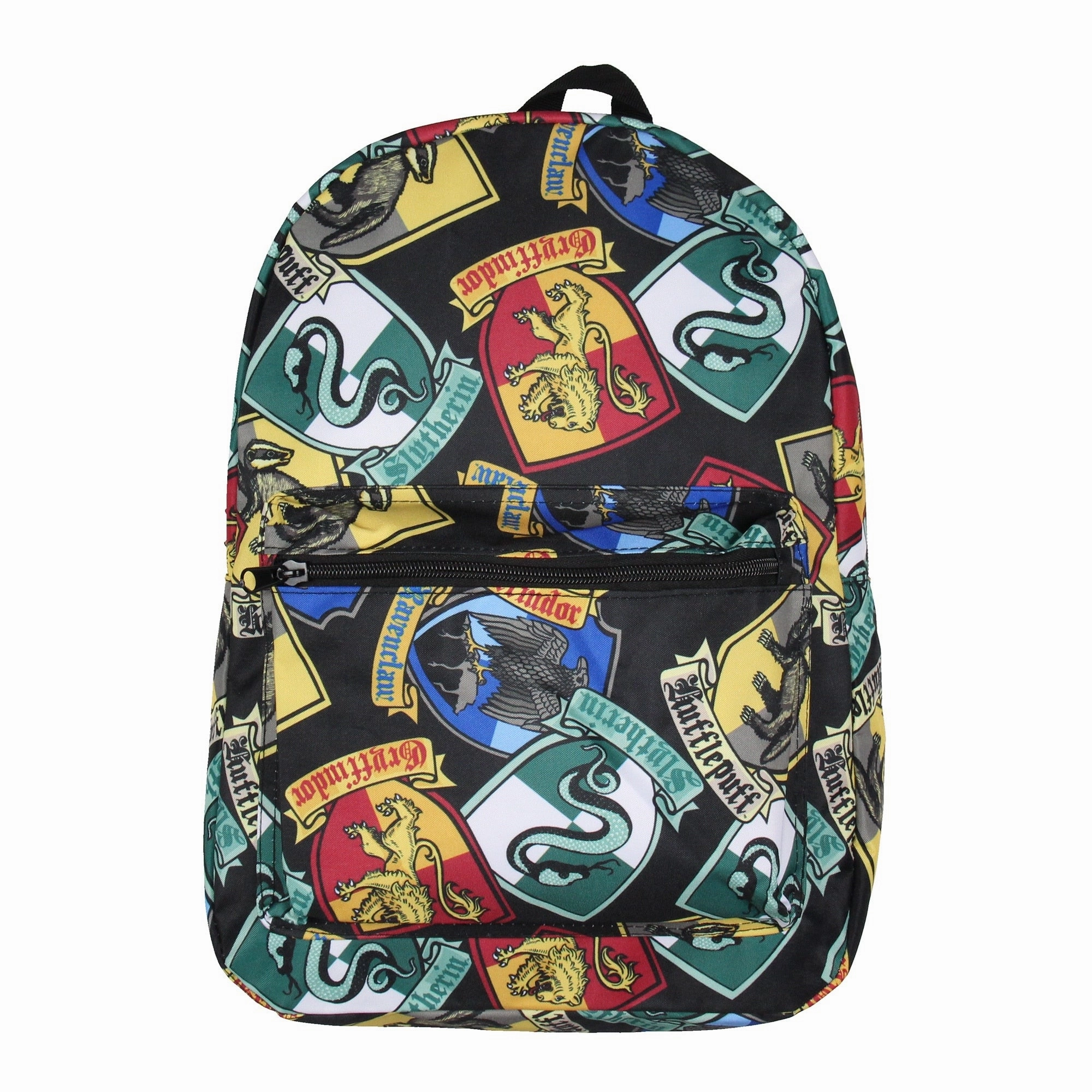 Harry Potter Backpack Hogwarts Houses Crest All Over Print Laptop Travel Backpack - One Size