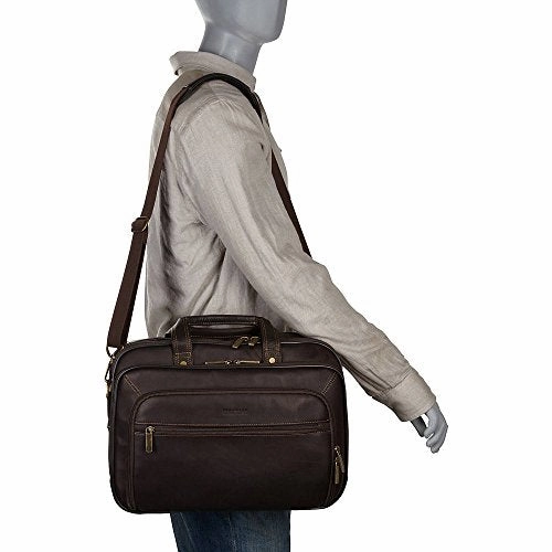 Heritage Colombian Leather Top Zip EZ-Scan 15.6" Computer Portfolio in Brown
