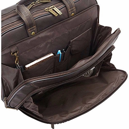 Heritage Colombian Leather Top Zip EZ-Scan 15.6" Computer Portfolio in Brown