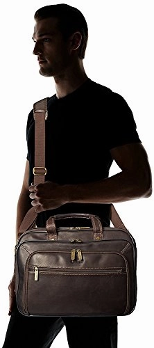 Heritage Colombian Leather Top Zip EZ-Scan 15.6" Computer Portfolio in Brown