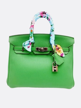 Hermes Bamboo Green Clemence Birkin 25