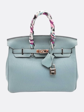 Hermes Blue Ciel Clemence Birkin 25