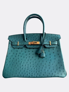 Hermes Blue Ostrich Birkin 30
