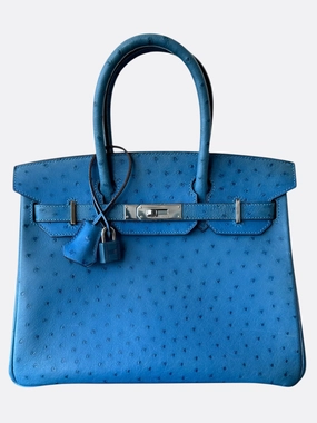Hermes Blue Ostrich Birkin 30