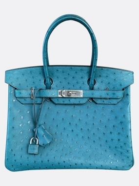Hermes Blue Ostrich Birkin 30