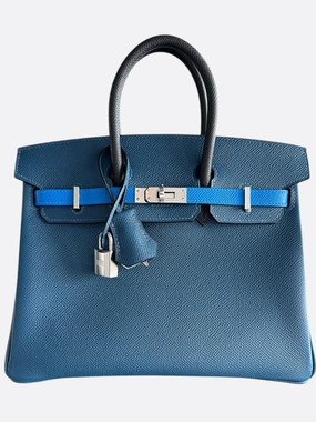 Hermes Blue Tri-Color Epsom Birkin 25