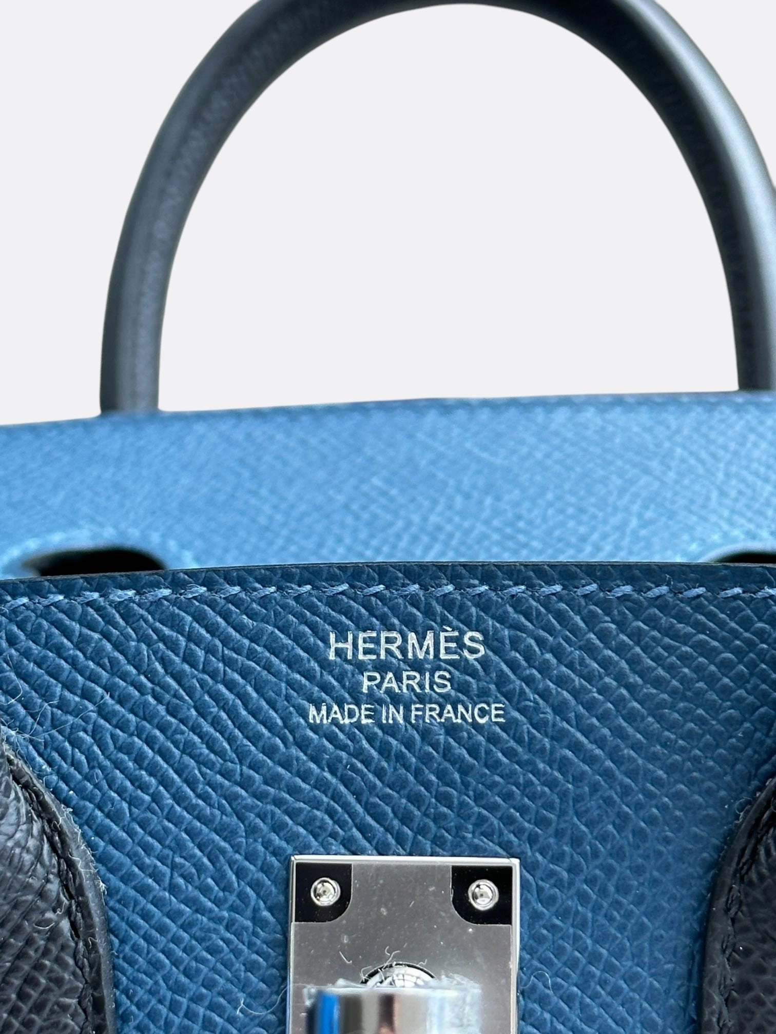 Hermes Blue Tri-Color Epsom Birkin 25