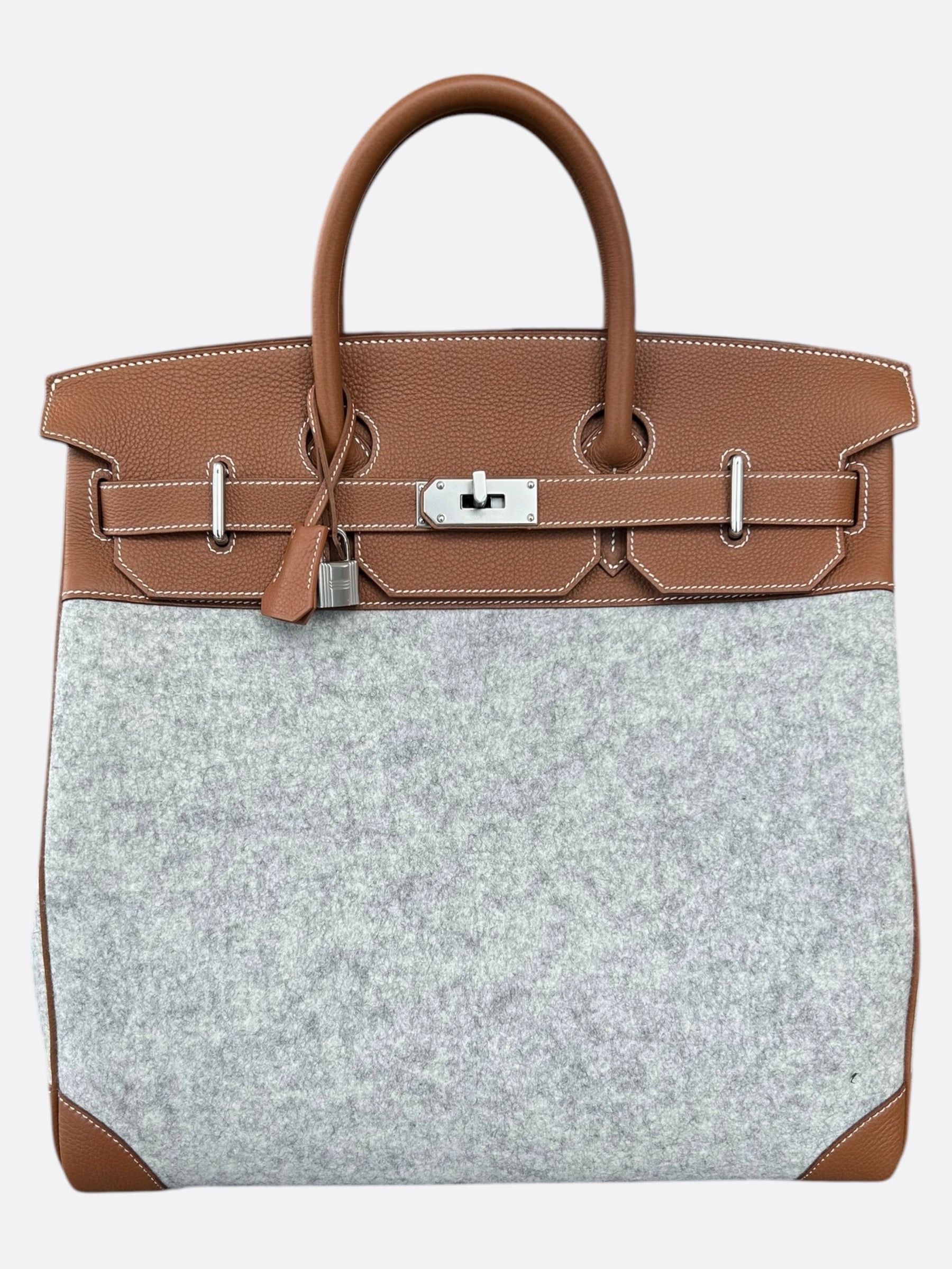 Hermes Brown & Grey Togo & Wool Hac Birkin 40