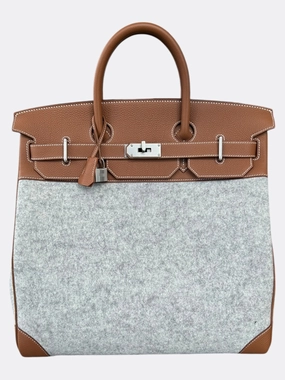 Hermes Brown & Grey Togo & Wool Hac Birkin 40