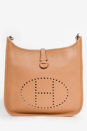 Herms 2008 Beige Clemence Leather Evelyne GM (As Is)
