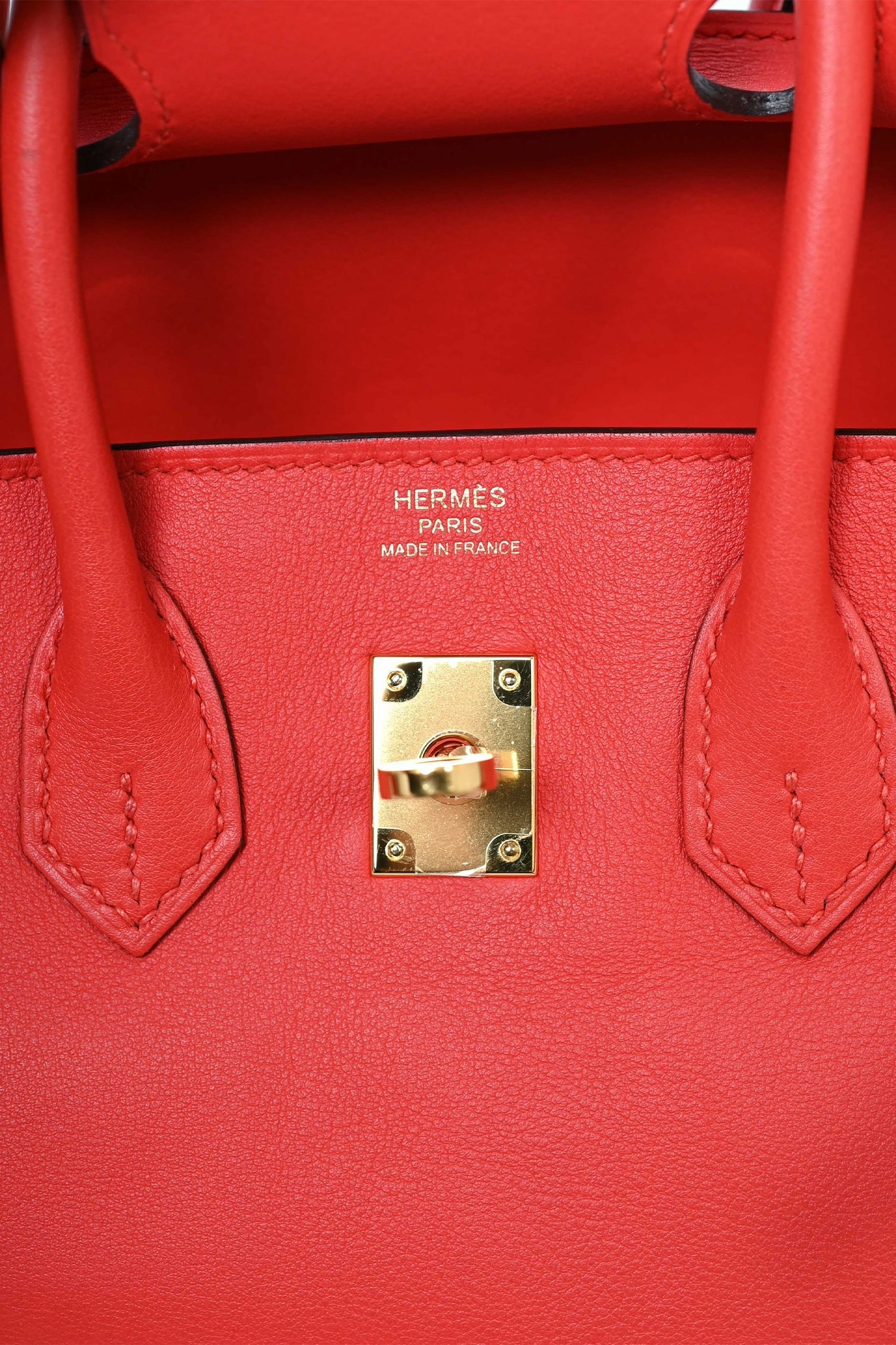 Herms 2017 Red Swift Leather Retourne Birkin 25 GHW                                                        