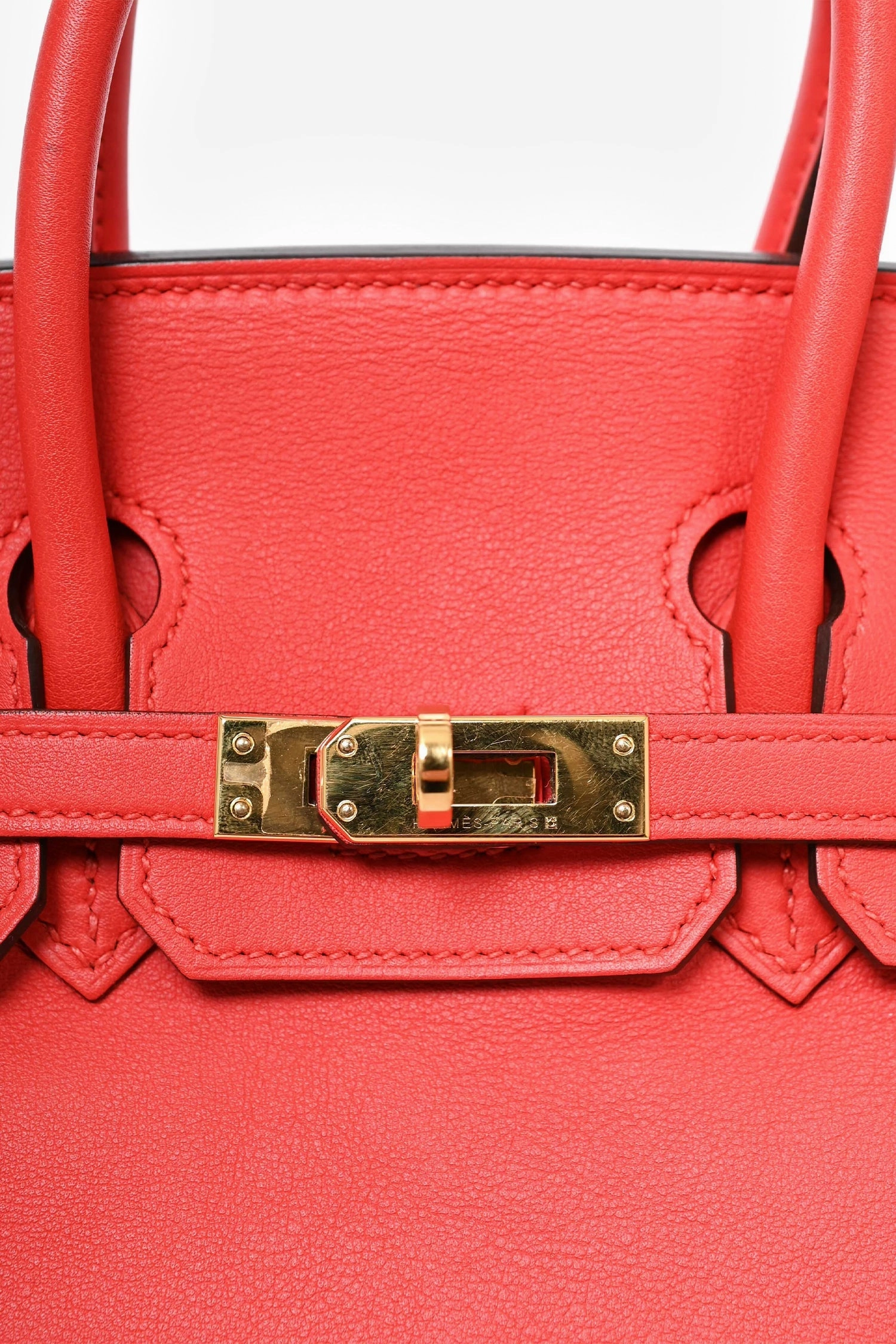 Herms 2017 Red Swift Leather Retourne Birkin 25 GHW                                                        