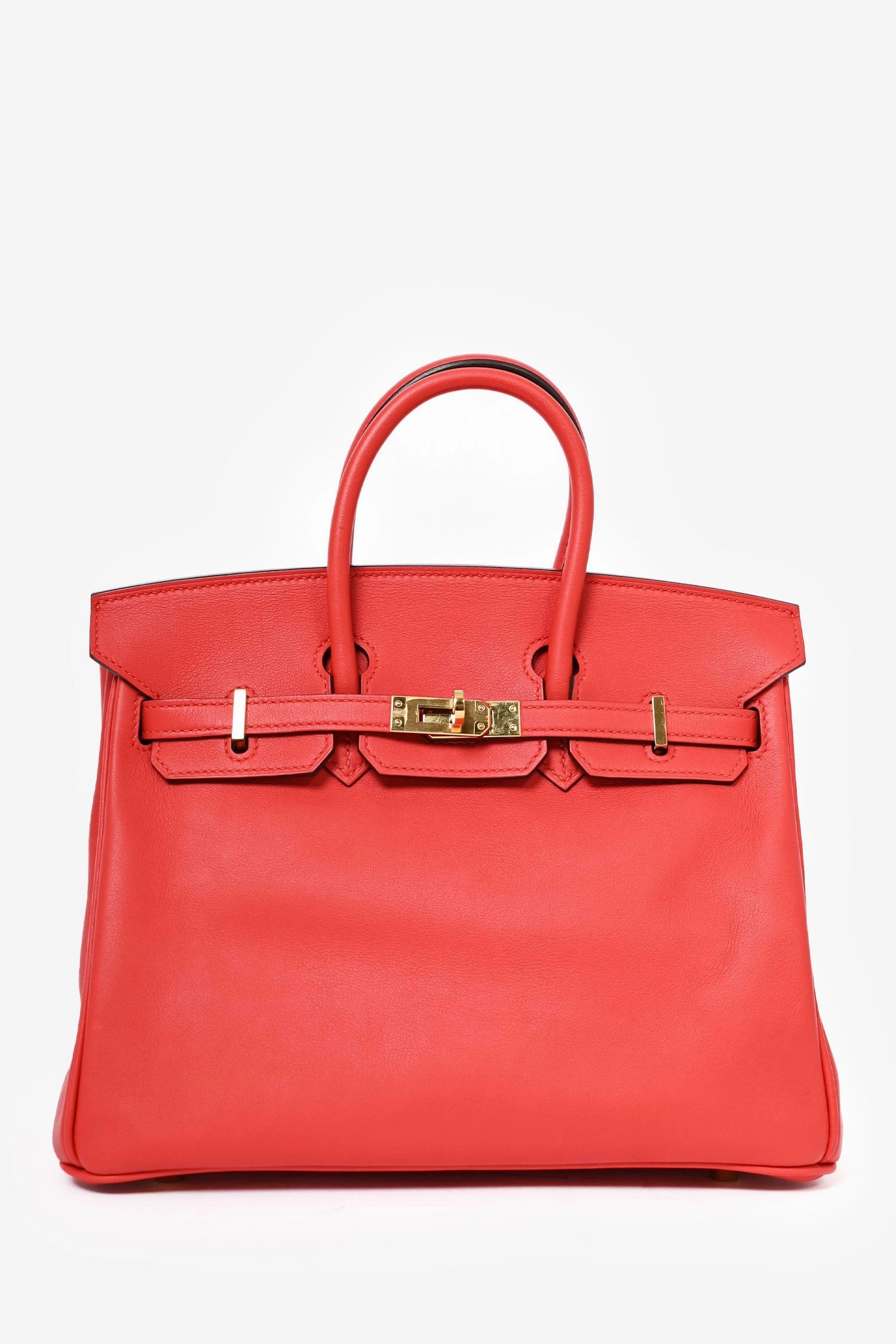 Herms 2017 Red Swift Leather Retourne Birkin 25 GHW                                                        