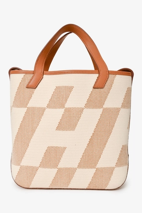 Herms 2021 Brown/Beige Swift Leather Toile H Cabas H En Biais 27 (As Is)