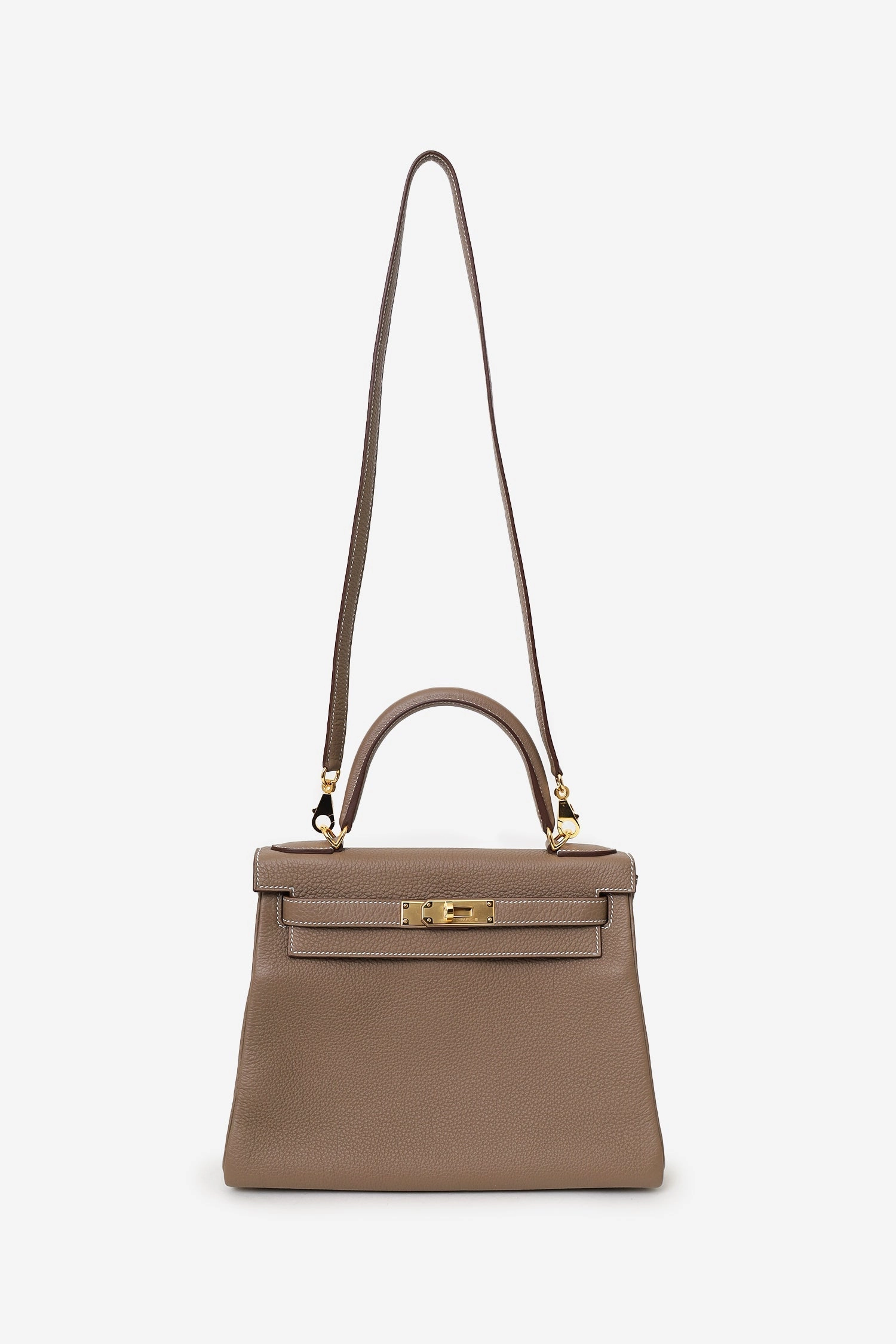 Herms 2022 Etoupe Togo Leather Kelly II Retourne 28 with Strap