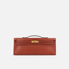 Herms - Kelly Cut Clutch - Rouge H Matte Alligator Mississippiensis GHW - Pre-Loved - 2013
