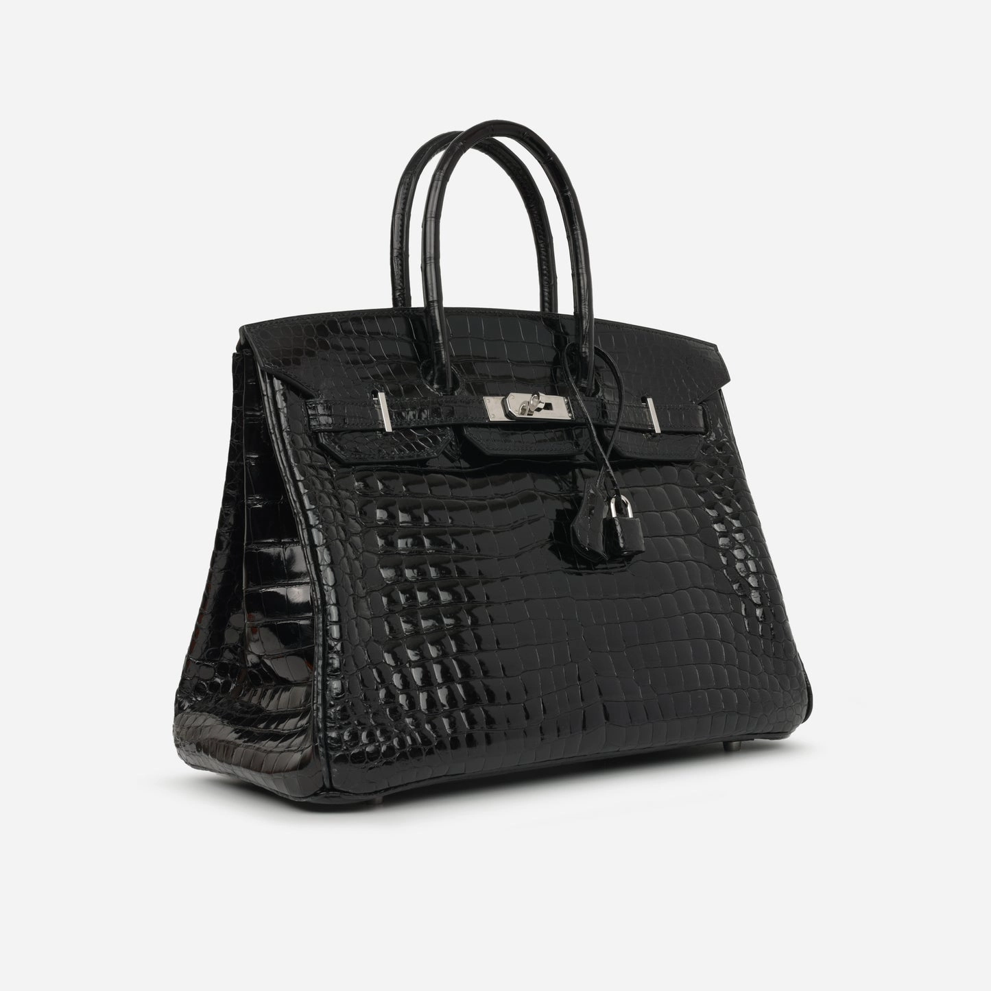 Herms Birkin 35 Noir Shiny Crocodile Porosus PHW