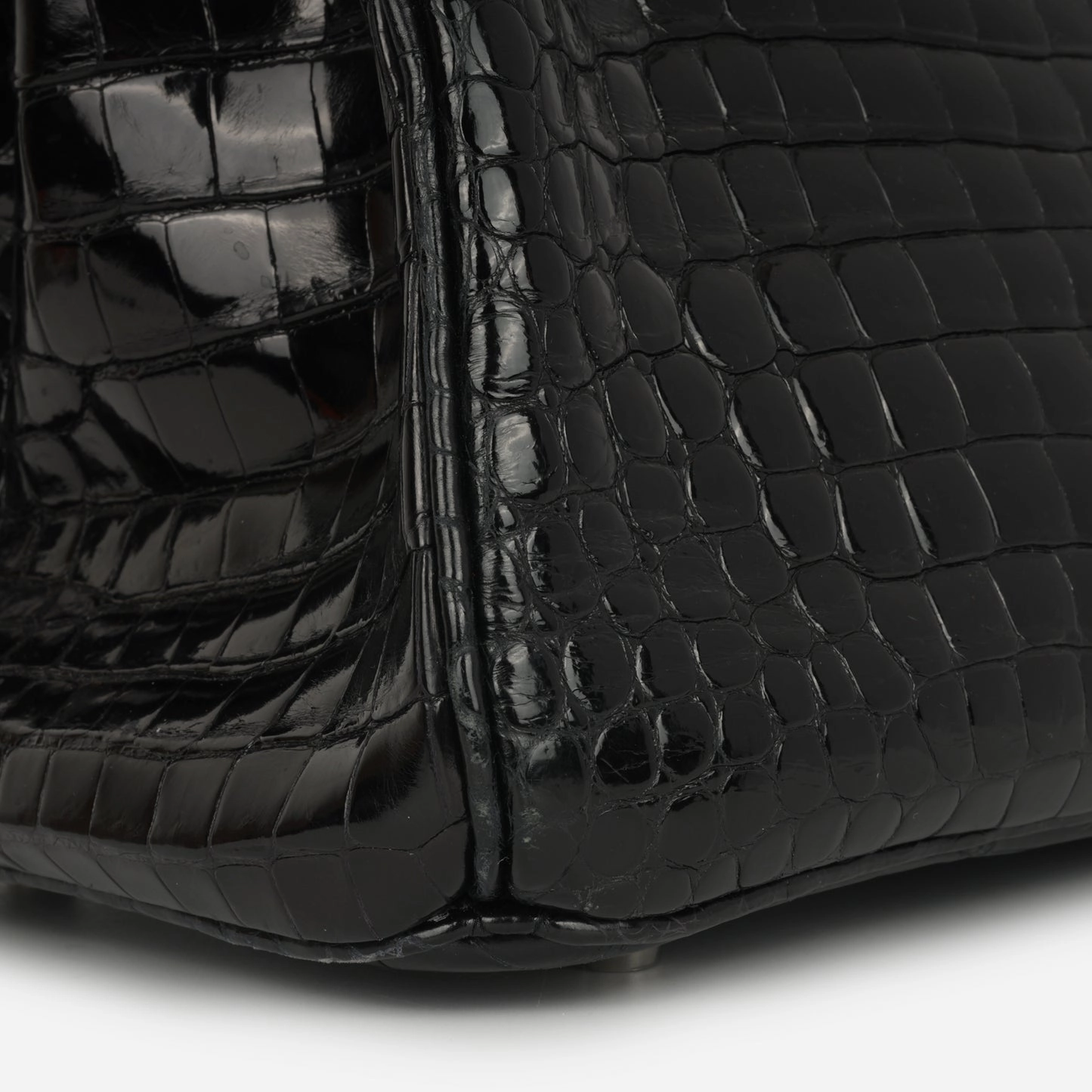 Herms Birkin 35 Noir Shiny Crocodile Porosus PHW