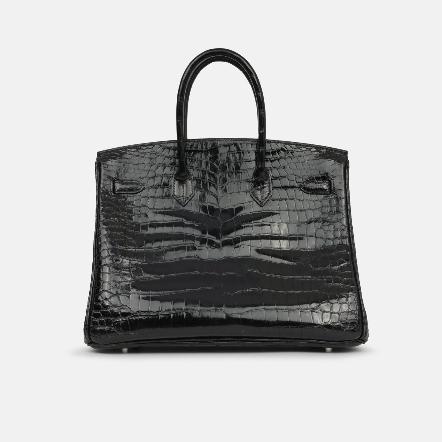 Herms Birkin 35 Noir Shiny Crocodile Porosus PHW