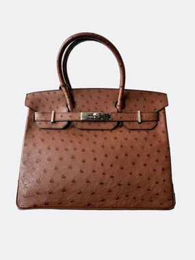 Herms Brown Ostrich Birkin 30