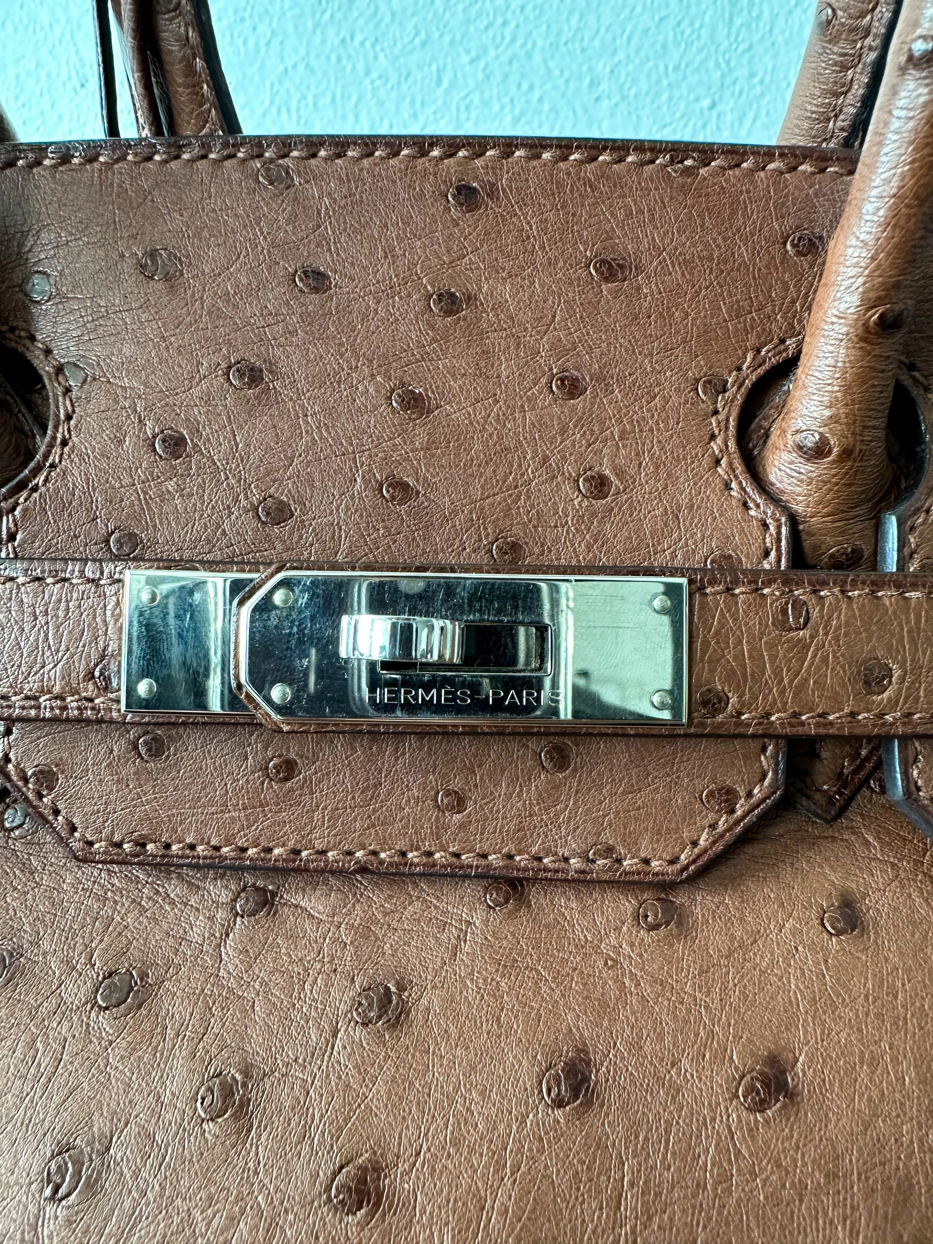 Herms Brown Ostrich Birkin 30