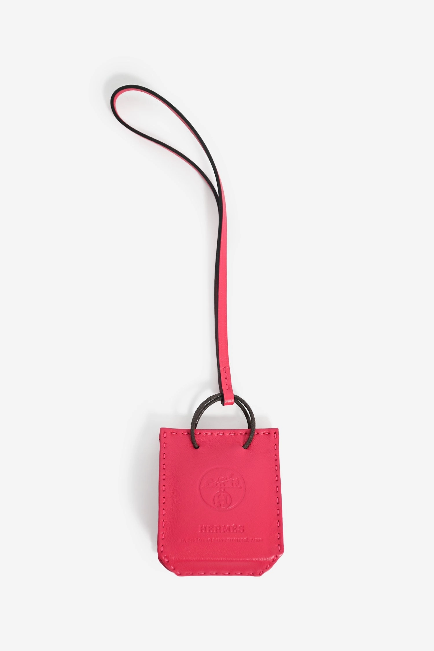 Herms Fuchsia Pink Leather Bag Charm