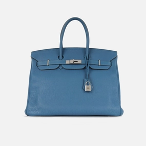 Herms Herms - Birkin 35 - Bleu Mykonos PHW - 2010 - Pre-Loved