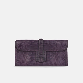 Herms Herms - Jige Clutch 29 Verso - Amethyst Matte Alligator / Bleu Electrique - 2014 - Pre-Loved