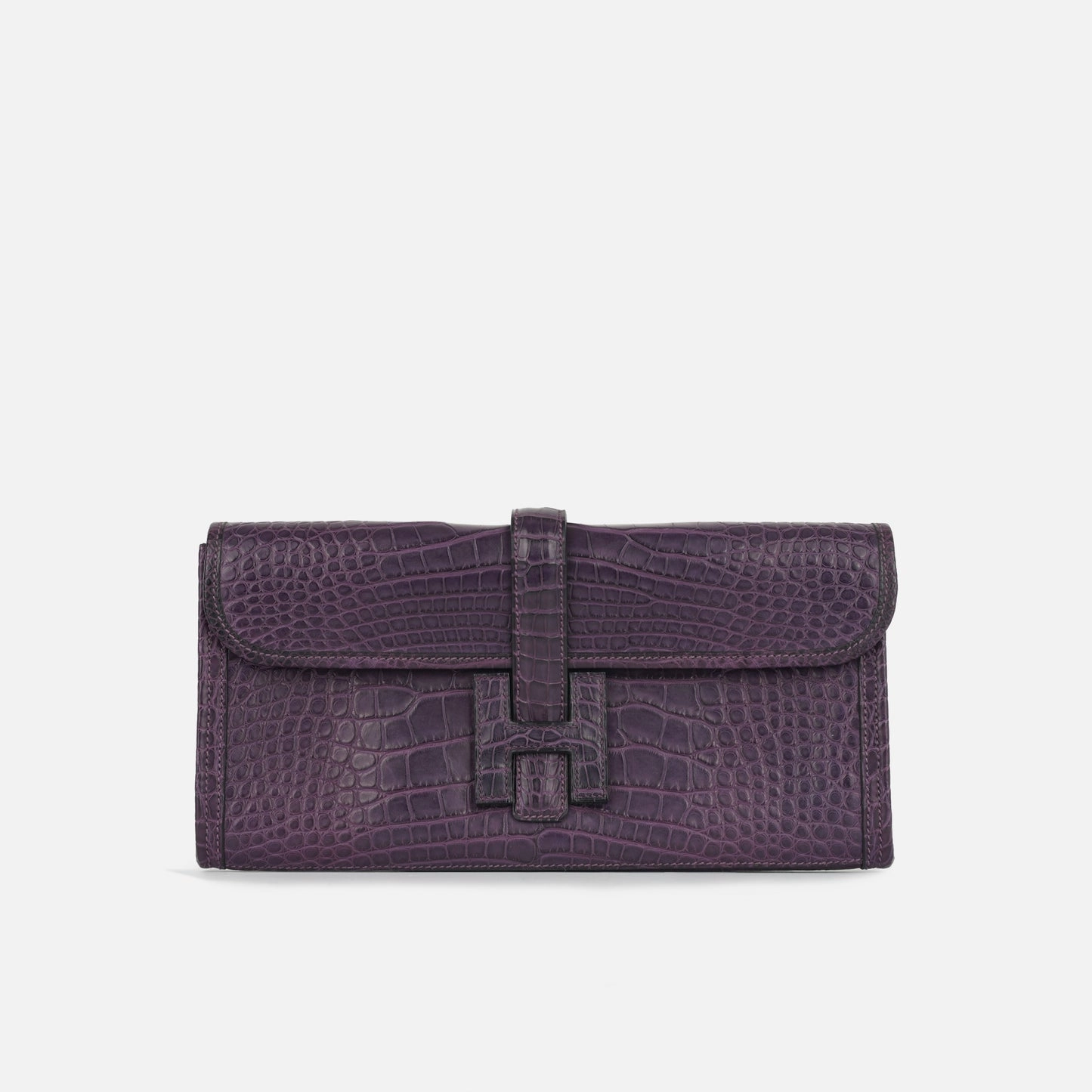 Herms Herms - Jige Clutch 29 Verso - Amethyst Matte Alligator / Bleu Electrique - 2014 - Pre-Loved