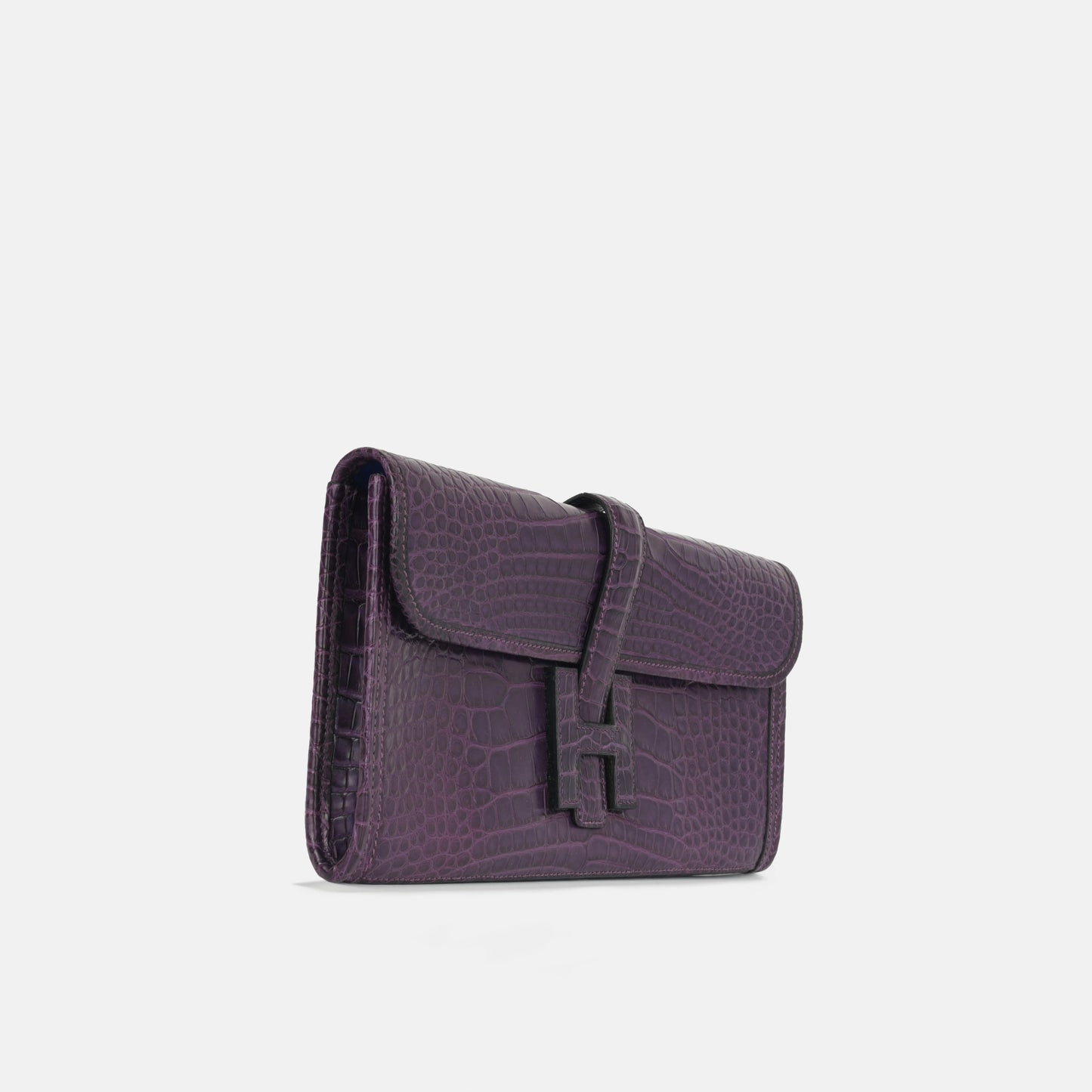 Herms Herms - Jige Clutch 29 Verso - Amethyst Matte Alligator / Bleu Electrique - 2014 - Pre-Loved
