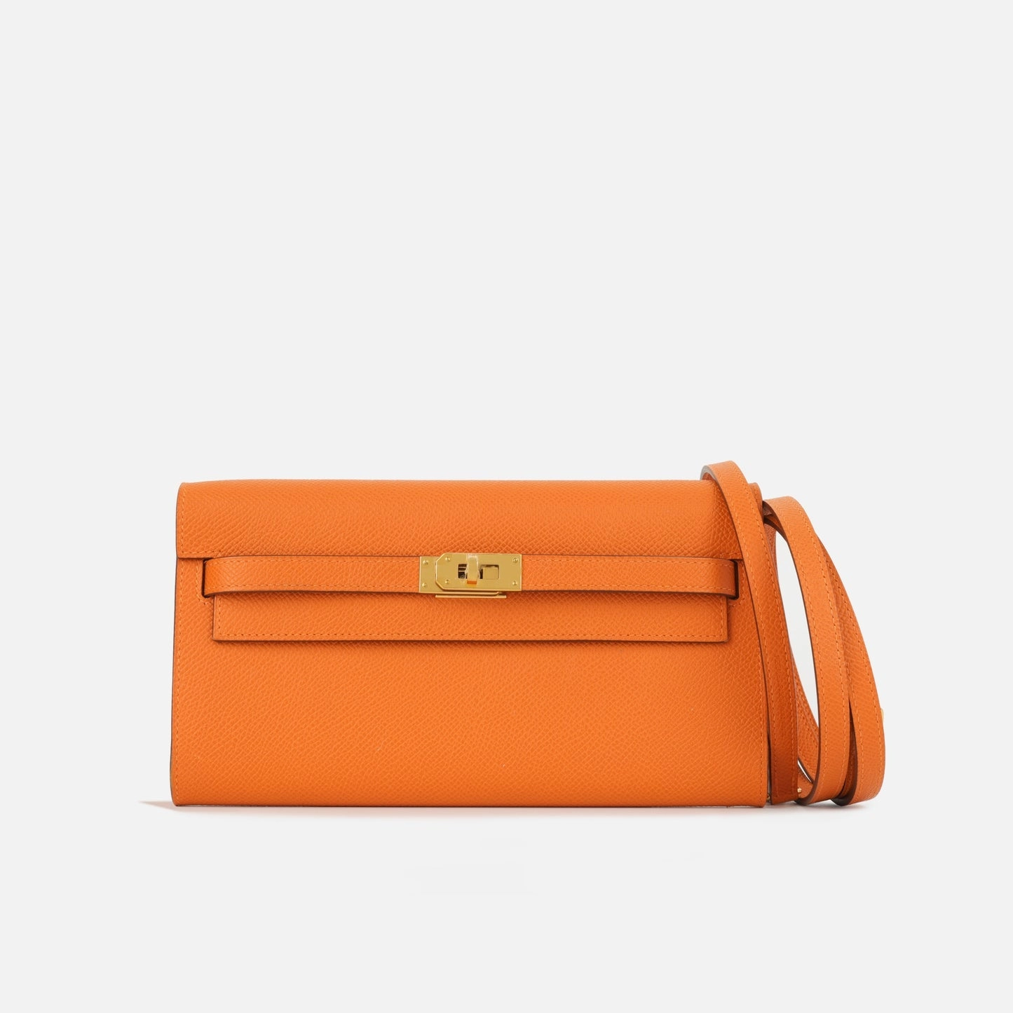 Herms Kelly To Go Wallet Orange Epsom GHW