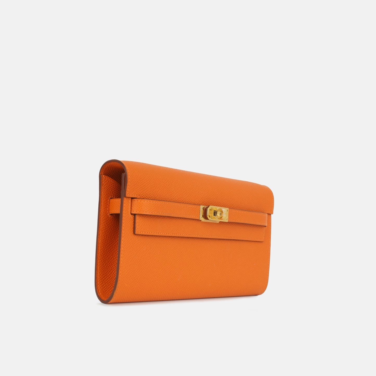 Herms Kelly To Go Wallet Orange Epsom GHW