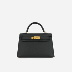 Herms Mini Kelly 20 - Noir Epsom Gold