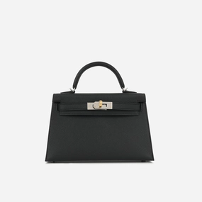 Herms Mini Kelly - Noir Epsom Electrum