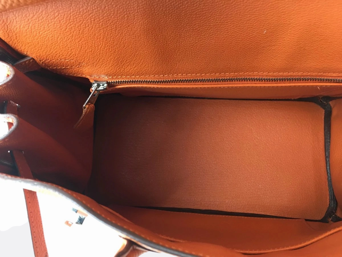 Herms Orange Togo Leather Birkin 25