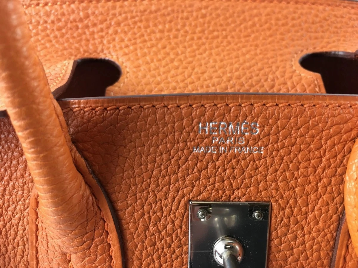 Herms Orange Togo Leather Birkin 25