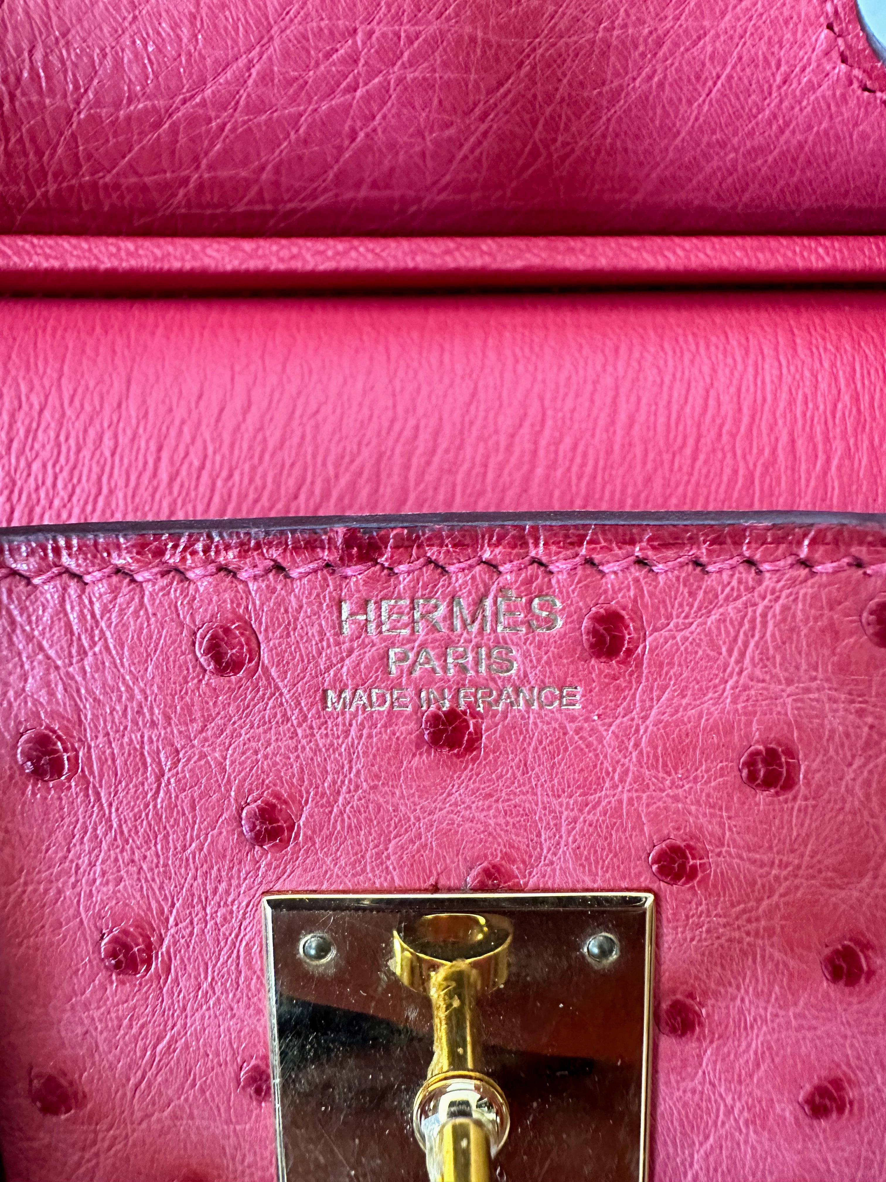 Herms Red Ostrich Leather Birkin 30