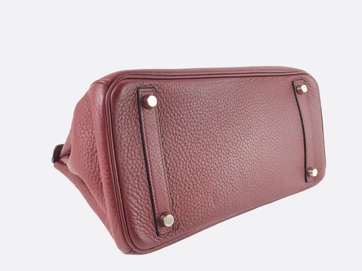 Herms Rouge Taurillon Clemence Leather Birkin 30