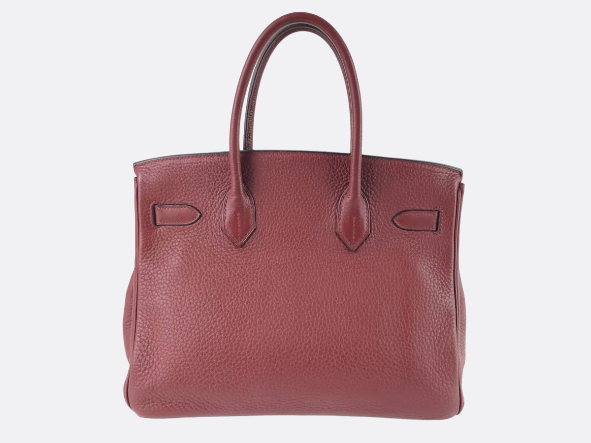 Herms Rouge Taurillon Clemence Leather Birkin 30