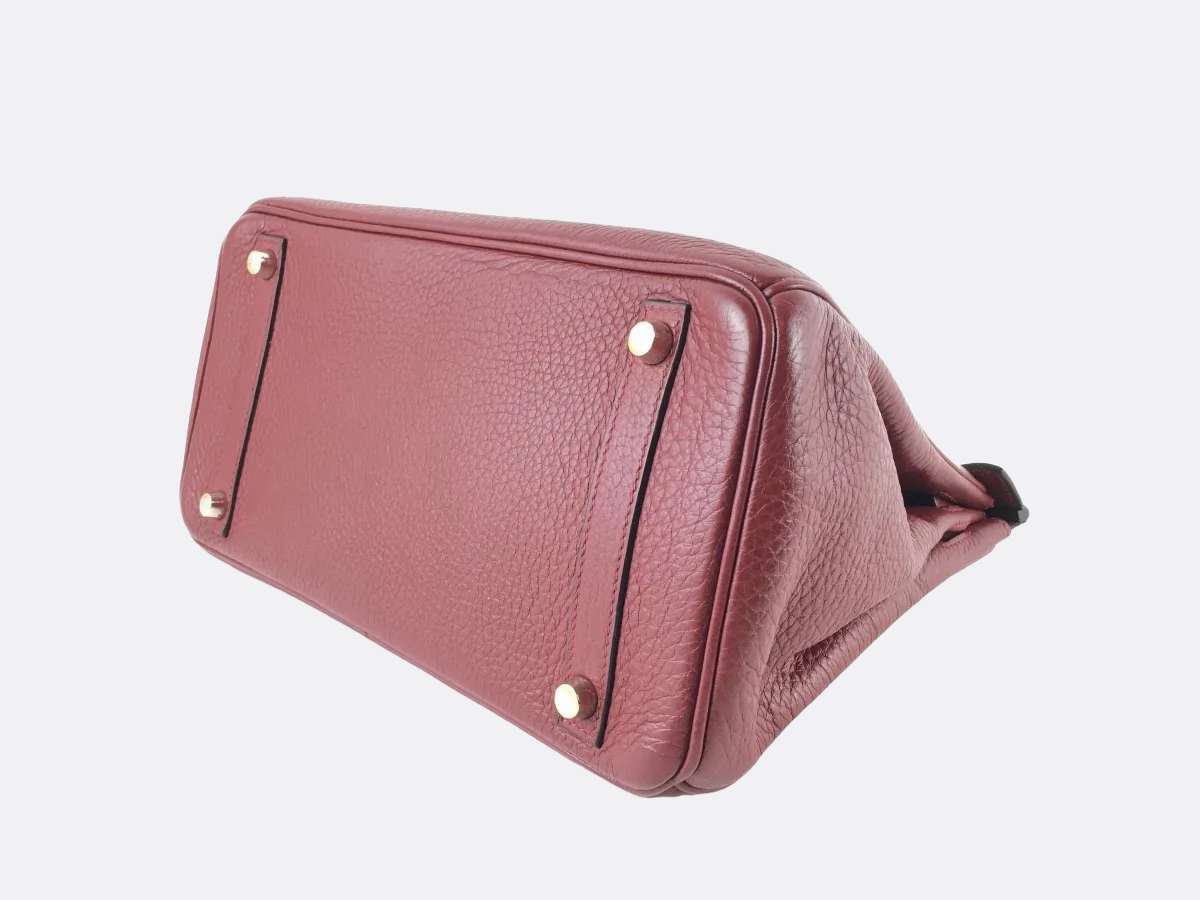 Herms Rouge Taurillon Clemence Leather Birkin 30