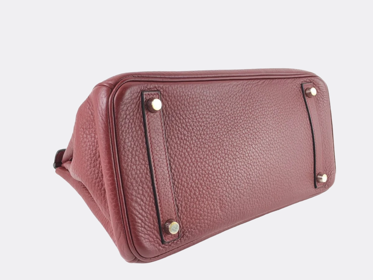 Herms Rouge Taurillon Clemence Leather Birkin 30