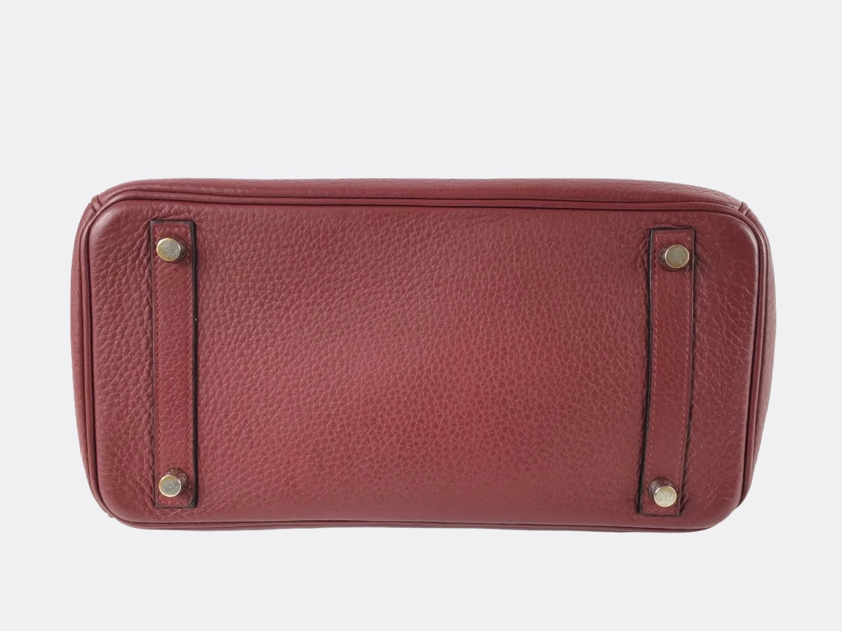 Herms Rouge Taurillon Clemence Leather Birkin 30