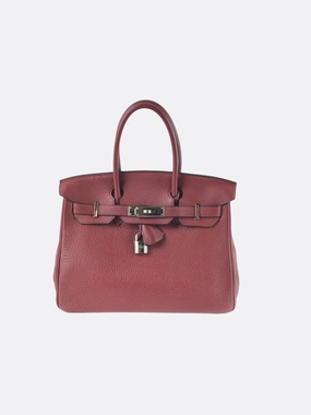 Herms Rouge Taurillon Clemence Leather Birkin 30