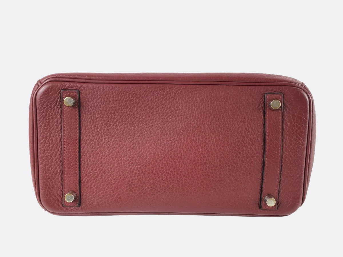 Herms Rouge Taurillon Clemence Leather Birkin 30