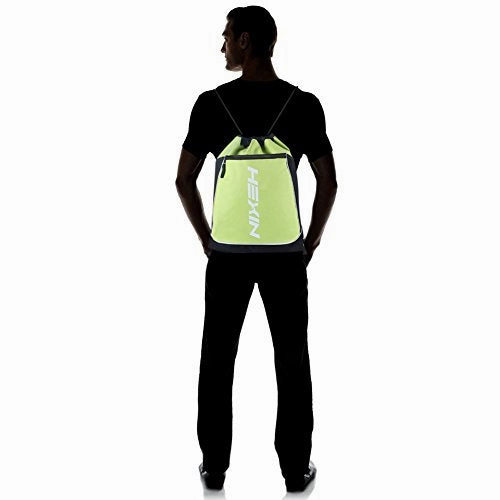 HEXIN Basic Waterproof Lightweight Sports Gym Sackpack Bag Drawstring Backpack Green