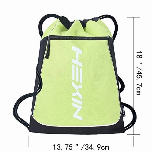 HEXIN Basic Waterproof Lightweight Sports Gym Sackpack Bag Drawstring Backpack Green