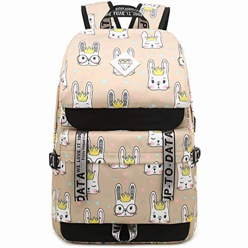 Hey Yoo HY790 Cute Rabbit School Backpack Travel Casual Hiking Daypack Laptop Book Bag School Bag Backpack for Teen Girls Women (Orange)